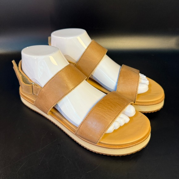 Nisolo Leather Platform Sandals Ankle Strap Casual‎ Everyday Tan Size 9.5 - Picture 1 of 8